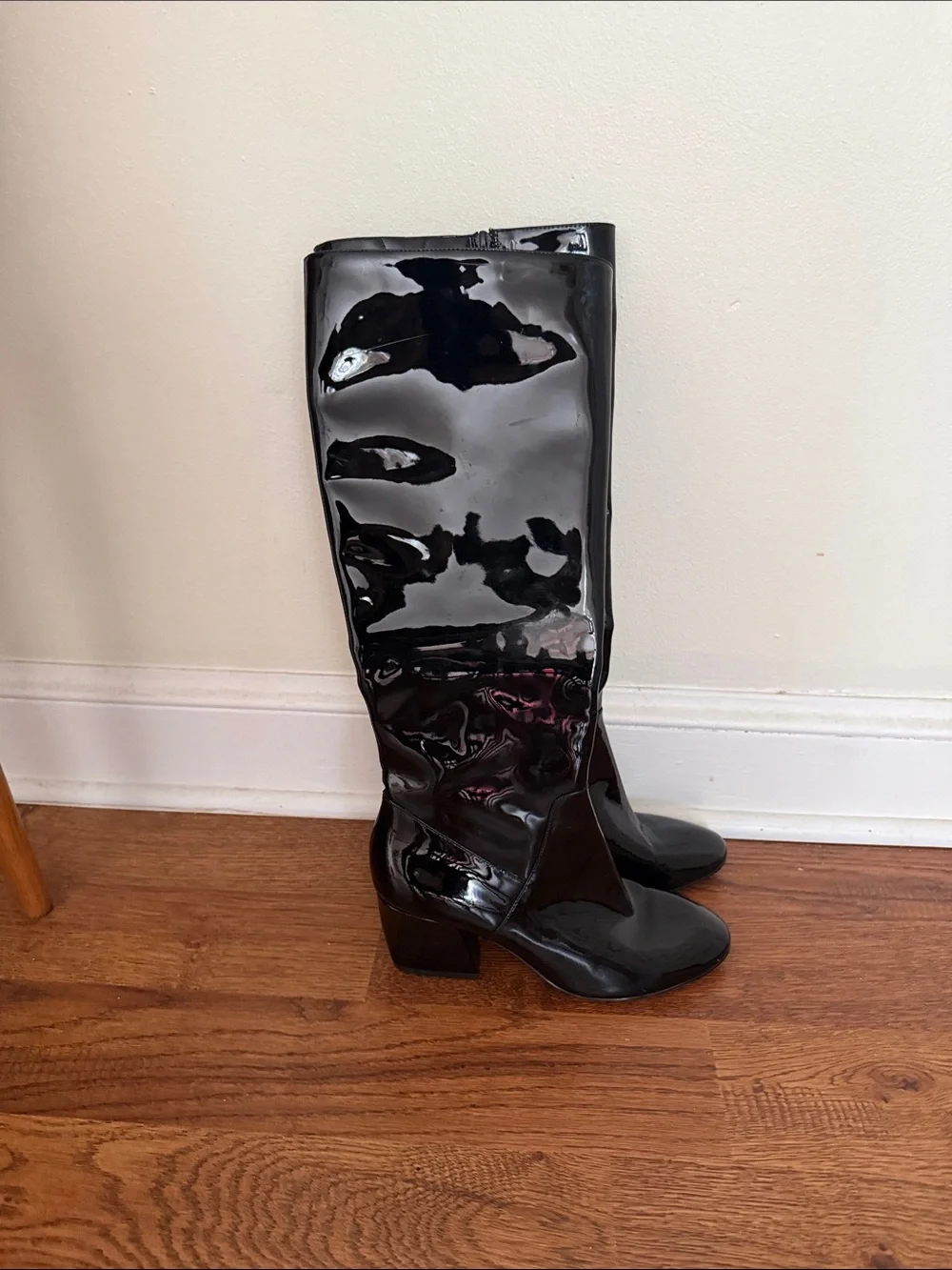 Botkier Black Patent Over-the-Knee Block Heel Boots